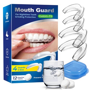 Mouth Guard for Grinding Teeth at Night, Night Guards for Teeth Grinding, Mouthguards for Grinding of Teeth, Mouth Guard for Clenching Teeth at Night with 12 Cleaning Tablets