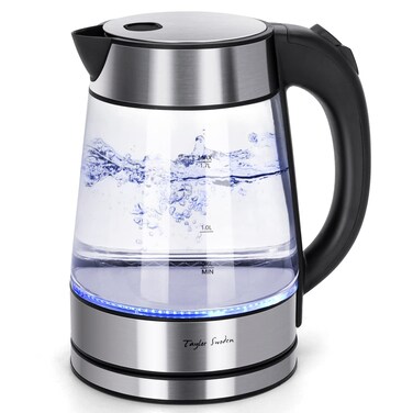 Taylor Swoden Glass Hot Water Kettle Electric for Tea and Coffee 1.7 Liter Fast Boiling Electric Kettle Cordless Water Boiler with Auto Shutoff &amp; Boil Dry Protection