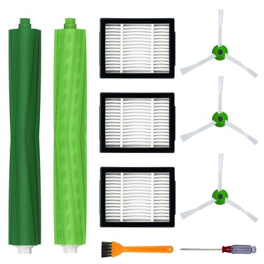 7 Pack Replacement Parts for iRobot Roomba i3 i3+ i4 i6 i6+ i7 i7+ i8 i8+/Plus E5 E6 E7 I,E &amp;J Series Vacuum Cleaner, 1 Set Multi-Surface Rubber Brushes, 3 HEPA Filters, 3 Edge-Sweeping Brushes