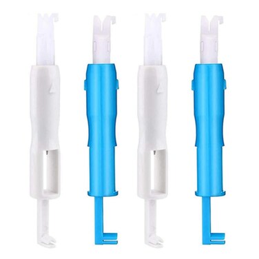 FQTANJU 4 Pieces Sewing Machine Automatic Needle Threader &amp; Inserter, Needle Threading Tool for Sewing Machine (2pcs Blue + 2pcs White)