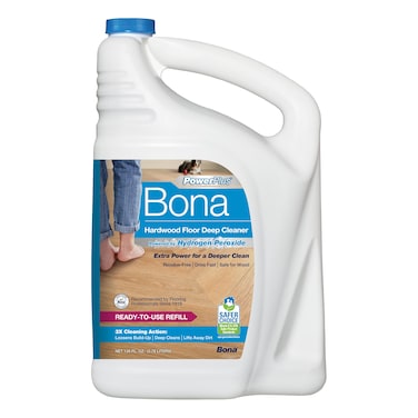Bona PowerPlus Hardwood Floor Deep Cleaner Refill - 128 fl oz - Refill for Bona Spray Mops and Spray Bottles - Residue-Free Floor Cleaning Solution for Wood Floors