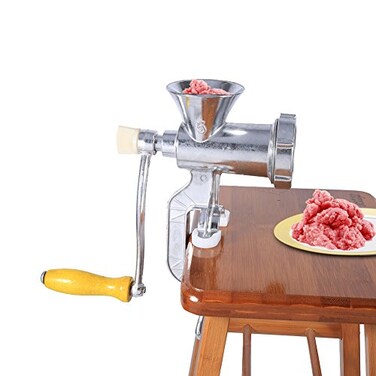TOPINCN- Aluminium Alloy Hand Operate Manual Meat Grinder Sausage Beef Mincer Table Kitchen Home Tool