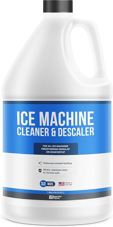 Essential Values 32 uses Ice Machine Cleaner (Gallon / 3.78), Descaler   Ice Maker Cleaner Compatible with: Whirlpool 4396808, Manitowac, Ice-O-Matic, Scotsman, Follett &amp; More!