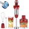 KOIOS 5-in-1 Hand Immersion Blender, 1000W 12 Speed Handheld Blender, Copper Motor Stainless Steel Blade Stick Blender,600ml Mixing Beaker,500ml Food Processor, Whisk, Milk Frother, BPA-Free, Red