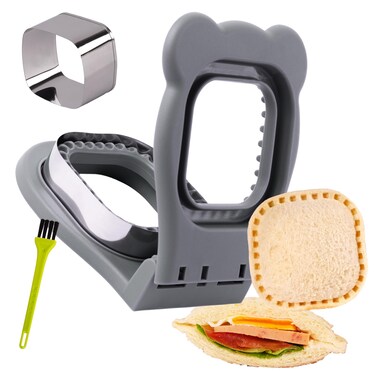 LEPCY Uncrustables Sandwich Maker Sealer Cutter, Crustless Sandwich Cutter, PB&amp;J Uncrustable Maker - Color Grey, Square Shape