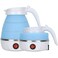 Travel Kettle Electric Small Foldable Portable Kettle,Silicone Collapsible Heating Water Boiler Tea Pot for Camping,Easy for Storage with Separable Power Cord (Blue)