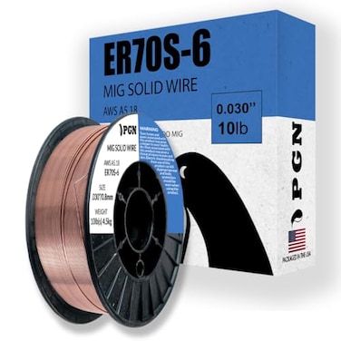 PGN Solid MIG Welding Wire - ER70S-6 .030 Inch - 10 Pound Spool - Mild Steel MIG Wire with Low Splatter and High Levels of Deoxidizers - For All Position Gas Welding