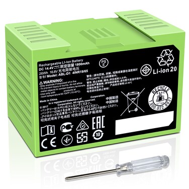for iRobot Roomba e e5 e6 e5150 e5152 e6198 and i i3 3150 i3+ 3550 i4 4150 i4+ 4552 i6 I7 i7158 i7+ 7150 7550 i8 Plus Replacement Lithium Ion Battery ABL-D1 4624864 4INR19/65 DC 14.4V 1800MAH/26WH