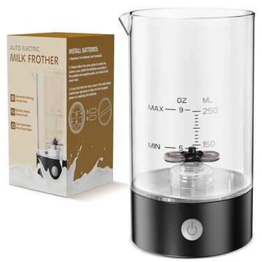 IDOSF Milk Frother Handheld-Free - One-Button Battery Powered Milk Foamer - Electric Frother For Cold Milk Only - Ideal Gift - Black