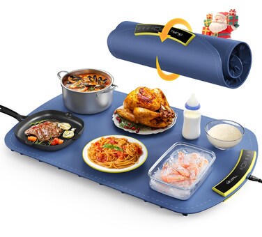 COLDFILL Food Warming Mat - Rapid Electric Warming Tray with 8 Temp Setting, Fast Full-Surface Heat in 5s, 4 Hours Auto-Off, Easy to Clean, Foldable Sillicon, for Buffet, for Party, for Thawing