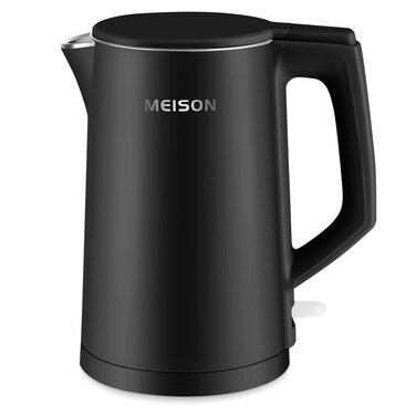 MEISON Electric Kettle, 1.7 L Double Wall Food Grade Stainless Steel Interior Water Boiler, Coffee Pot &amp; Tea Kettle, Auto Shut-Off and Boil-Dry Protection, 1200W, 2 Year Warranty(Black)