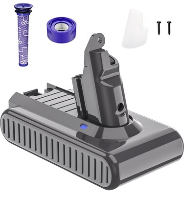 6000mAh 21.6V V6 Battery Replacement Compatible with Dyson V6 Battery DC62 SV03 SV04 SV09 VTC4 DC58 DC59 for Dyson V6 Animal Battery Replacement V6 Absolute V6 Slim Battery V6 Cordless Vacuum Battery