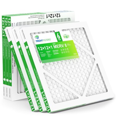 TRIGHTFILTERS 12x12x1 Air Filter 6 Pack, Durable MERV 8 Pleated Home HVAC AC Furnace Filters, Lightweight Compact Air Conditioner Filter Replacement