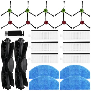 Vacking Replacement Parts fit for Tikom G8000/G8000 Pro, Honiture G20/G20 Pro, Laresar Evol 3/Evol 3s Robot Vacuum Accessories, 2 Roller Brush, 4 Mop Pad, 6 Hepa Filter,10 Side Brush,1 Cleaning Brush