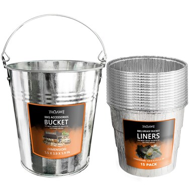 YAOAWE 15 Pack Grease Liners Compatible with Traeger Pellet Grill HDW152, Oklahoma Joe's, Z Grill, GMG &amp; BBQ Grills, with 1 Drip Bucket Replacement Parts