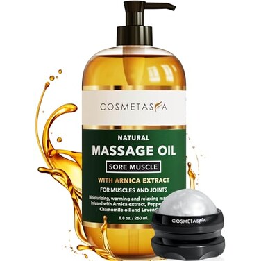 Cosmetasa Massage Oil for Sore Muscles with Roller Ball - Soothes Joints &amp; Muscles with Arnica, Lavender Oil, Peppermint Oil &amp; Chamomile Extract - Perfect Valentiense Day Gift