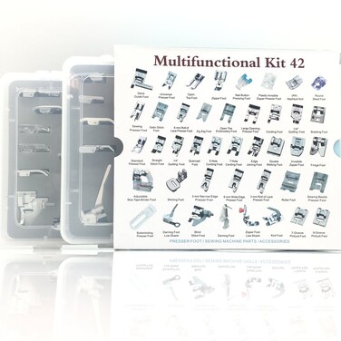 FQTANJU 42 Pcs/Set Deluxe Package Professional Sewing Machine Presser Foot Used for Most of Low Shank Domestic Sewing Machines - Brother, Singer, Babylock, Janome etc.