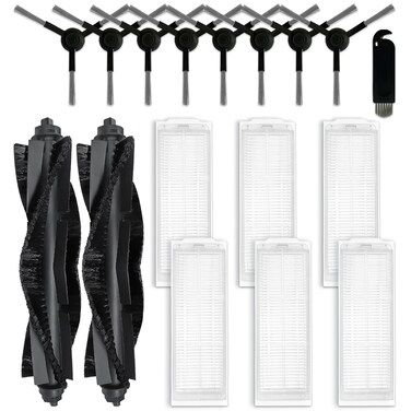 Replacement Parts Compatible with WYZE Robot Vacuum Cleaner WVCR200S Accessories, 2 Main Brushes, 6 Hepa Filters, 8 Side Brushes Attachment Spare Pack