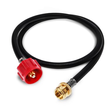 Gas One 4 ft Propane Hose 1lb to 20lb Adapter Hose - 16.4 oz to 20 lb Propane Tank QCC1/ Type 1 - Allows 5+lb Propane Tanks, Black