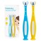 Frida Baby Triple-Angle Toothhugger Training Toddler Toothbrush   Toddler Toothbrush 2 Years and Up, Cleans All Sides at Once   2 Pack (Yellow + Blue)
