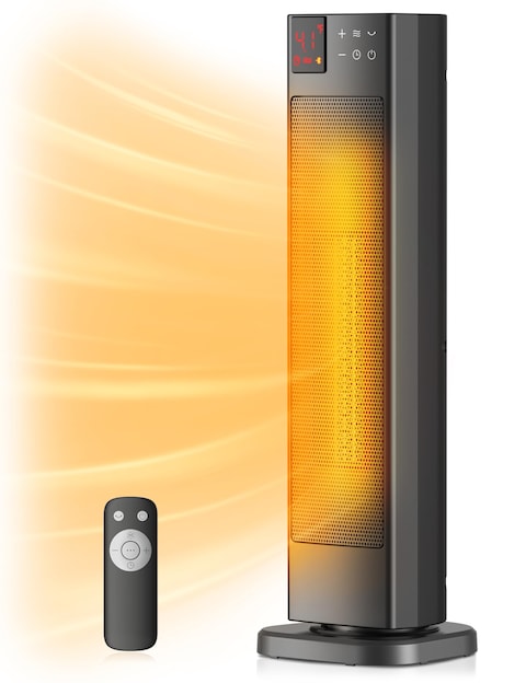 PELONIS Oscillating Ceramic Tower Indoor Space Heater for Home with Oscillation, Programmable Thermostat &amp; ECO Mode, 12H Timer &amp; Remote Control, Safety Protection, 23 Inches, 1500W, PHF15RSAPH23