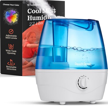 Cool Mist Humidifiers for Bedroom - 2.2L Water Tank, Baby, Office, Quiet Ultrasonic Air Vaporizer, Adjustable Mist Level, 360 Nozzle Rotation, Auto-Shut Off, Large Area Humidifier Easy Fill and Clean
