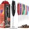 Powerful Handheld Milk Frother, Mini Milk Frother Wand, Battery Operated Stainless Steel Drink Mixer - Milk Frother Stand for Milk Coffee, Lattes, Cappuccino, Frappe, Matcha, Hot Chocolate. Great Gift