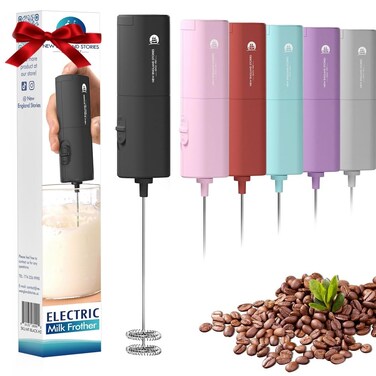 Powerful Milk Frother with Self-Stand Design, Handheld Foam Maker Mini Whisk Drink Mixer for Coffee, Cappuccino, Latte, Matcha, and Hot Chocolate