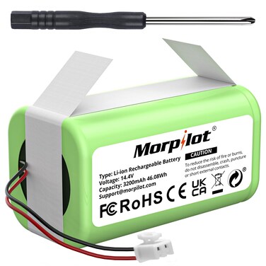Morpilot 3200mAh Replacement Battery for Shark Vacuum, RVBAT850 Battery for Shark Ion R75, RV761, RV850C, RV1000S, RV1100VL, RV101AE, UR1000SR, RV700_N, RV720_N Vacuum Cleaners (2-Prong Connector)