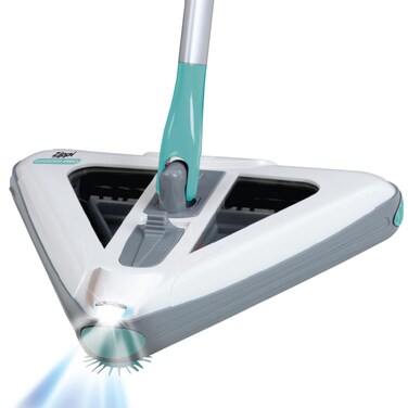 Zippi Sweeper Pro - 2025 New and Improved Lightweight Sweeper, Perfect for Short Carpet Hardwood and Tile, Triangular Design Allows for Sweeping in Corners, LED Light, 1 Hr Cleaning Time