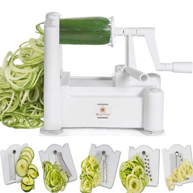 Brieftons 5-Blade Spiralizer: Vegetable Spiral Slicer, Best Veggie Pasta Spaghetti Maker, With 3 Exclusive Recipe eBooks, 100% Lifetime Replacement Warranty