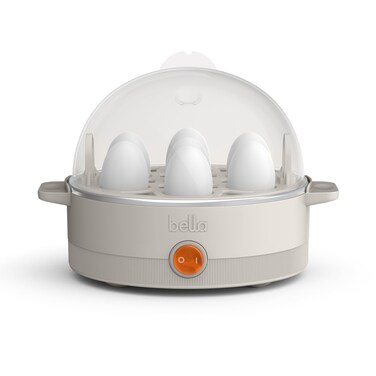 bella Electric Egg Cooker, 7 Eggs Capacity Tray, Single Stack, for Poached, Scrambled, Hard, Medium &amp; Soft Boiled Eggs, Omelets and Steamed Dumplings, Auto Shutoff, 360 Watt, Oatmilk