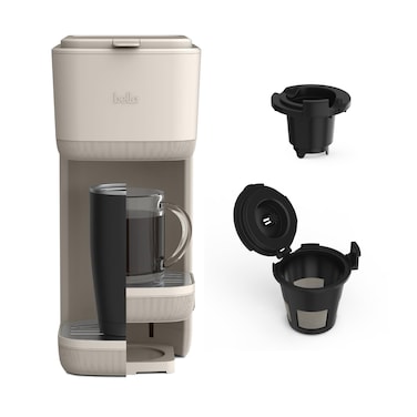 BELLA Single Serve Coffee Maker, K Cup &amp; Coffee Ground Compatible with Removable, Adjustable Drip Tray, Auto Shutoff &amp; Reusable Dishwasher Safe Accessories, Brews 6oz to 14oz, 1000 Watt, Oatmilk