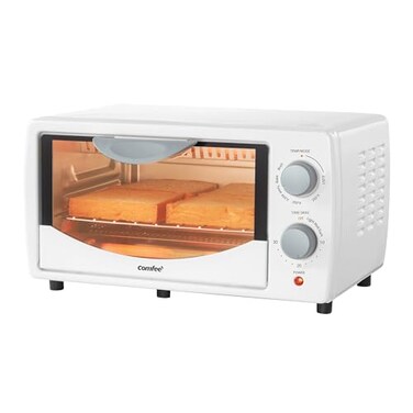 COMFEE' Toaster Oven Countertop, Small Toaster Ovens Combo 4 slice, Mini Oven for 9" Pizza, Compact Oven, Bake, Broil, 950W, White, CTO-E101A(WH)