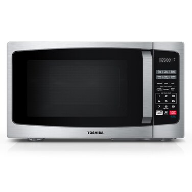 TOSHIBA ML-EM09PA(SS) Small Microwave Oven with 6 Auto Menus, Mute Function &amp; Child Lock, LED Lighting, Perfect for Apartments &amp; Dorms, 0.9 Cu Ft, 10.6 Inch Removable Turntable, 900W, Stainless Steel