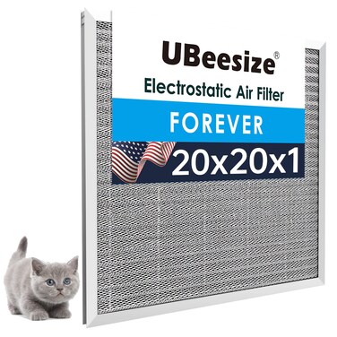 UBeesize 20x20x1 Reusable Air Filter - Washable, MERV 8,Permanent, Electrostatic - Lasts a Lifetime - Enjoy Fresher Air in Home and Office HVAC AC Furnace Systems (Actual Size: 19.75x19.75x0.82 Inch)