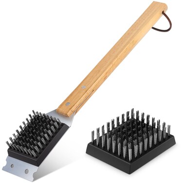 SIMPLETASTE Grill Brush and Scraper, Durable &amp; Effective, Include Extra Stainless Steel Bristles Head for Replacement, Wire Grill Brush for Outdoor Grill, Grill Accessories Gift for Men/Dad