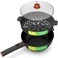 Nutrichef 4L Electric Frying Pan &amp; 4L Steamer   Multifunctional Portable 1000W Non-Stick Pot for Cooking   Durable Heat Safe Handle   Touch Control Panel   Electric Hot Pot   Black