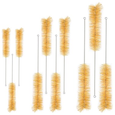stonylab 10 Pack Tube Brushes, Bristle Test Tube Bottle Wash Cleaning Brushes with Radial Tufted End for Laboratory, Size Assorted