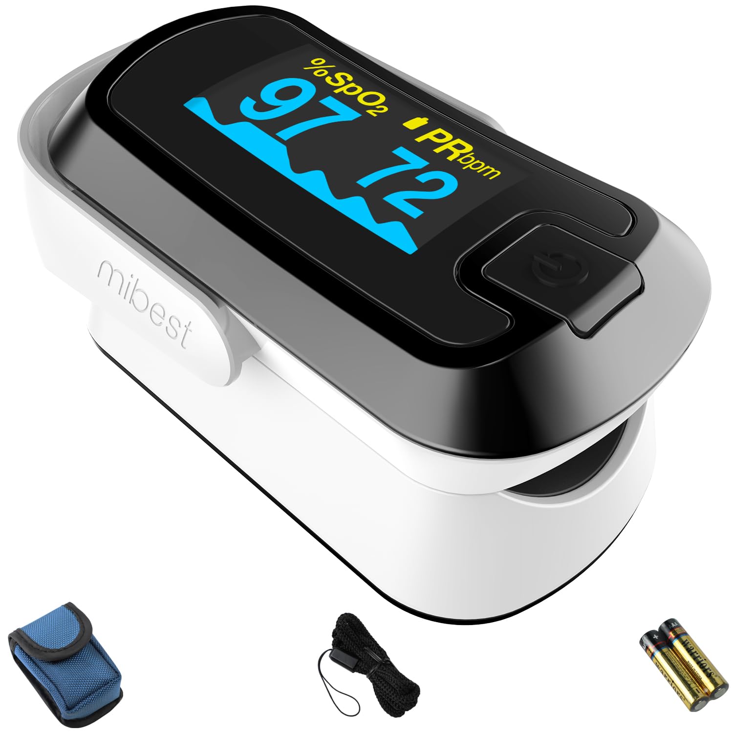 Buy mibest OLED Finger Pulse Oximeter, O2 Meter, Dual Color White/Black ...