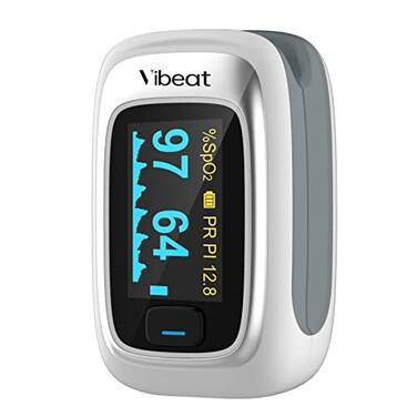 Vibeat Fingertip Pulse Oximeter, Blood Oxygen Saturation Monitor  O2 Meter, Portable SPO2 &amp; Pulse Rate Monitor, Batteries and Lanyard Included