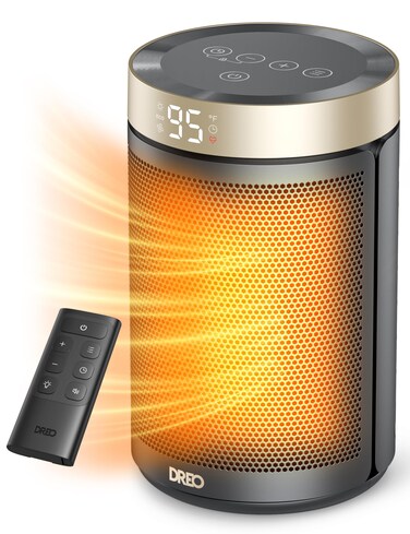 Dreo Space Heater, Portable Electric Heaters for Indoor Use with Thermostat and Remote, 2024 Upgraded, Digital Display, 12H Timer, 5 Mode, 1500W PTC Ceramic Fast Safety Heat for Office Bedroom Home