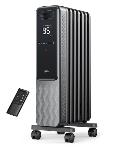 Dreo Oil Filled Radiator, Electric Radiant Heaters for indoor use Large Room with Remote Control, Child Lock, 4 Modes, Overheat &amp; Tip-Over Protection, 24h Timer, Digital Thermostat, Quiet, 1500W