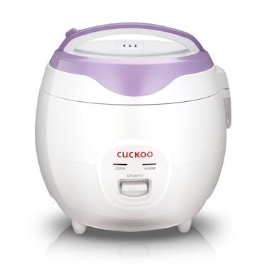 CUCKOO Basic Rice Cooker &amp; Warmer with Nonstick Inner Pot, Rice Cooker 6-Cup Uncooked / 12-Cup Cooked, Easy to Use Cuckoo Rice Cooker Small, Sticky Rice Maker, White / Purple (CR-0671V)