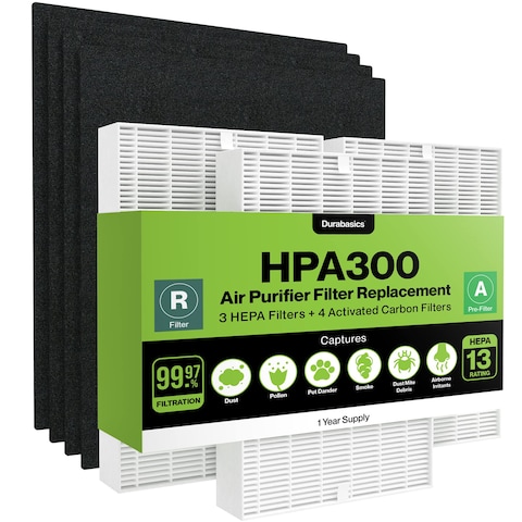 Durabasics 3 HEPA Filter Set for HPA300 Honeywell Air Purifier Filters &amp; Honeywell HPA300 - For Honeywell Air Purifier Filter Replacement HPA 300 - Replacements for Filter R &amp; HPA 300 Filter