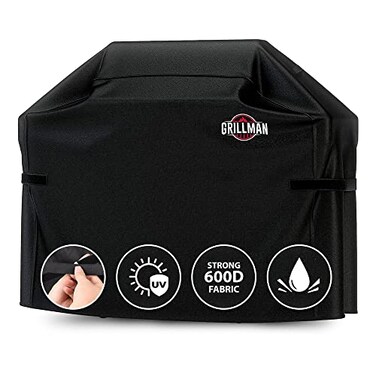 Grillman Large Rip-Proof Waterproof BBQ Grill Cover, 58 L x 24 W x 48 H Inches, Black