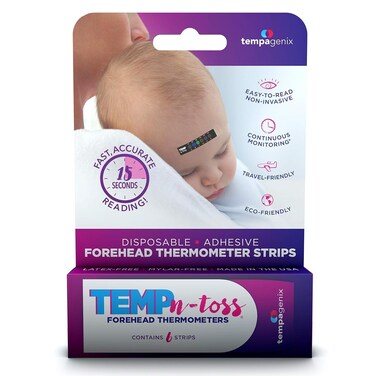 Fast Reading Disposable Forehead Thermometer Strips - Temp-N-Toss for Accurate &amp; Hygienic Baby Temperature Measurement - Easy to Use and Reliable Single-Use Fever Indicator (6)