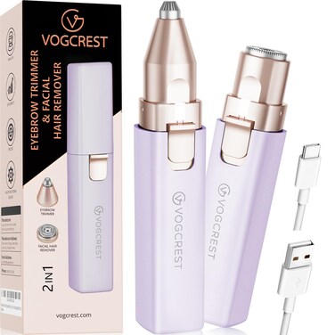 VG VOGCREST Eyebrow Hair Trimmer: Rechargeable Facial Hair Removal Device for Removing Unwanted Peach Fuzz from Lips Chin Neck As Well As Shaping Eyebrows