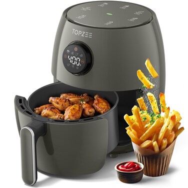 Small Compact Air Fryer, 2.1QT, 4-in-1 Small Mini Airfryer, Bake, Roast, Reheat, 98% Less Oil, Adjustable Temperature Control w/ 60min Timer, Quiet, Nonstick &amp; Dishwasher Safe, BPA-Free, Grey