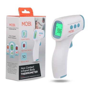 MOBI - Non-Contact Forehead Digital Thermometer with Object Temperature Mode - Touchless with High Fever Indicator - No Touch Thermometer for Baby, Kids, &amp; Adults - Intrusive Free Readings